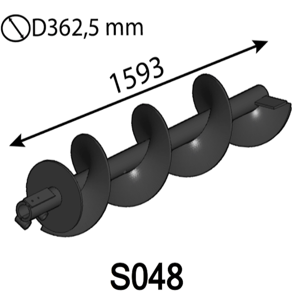 1593 mm Spiral shaft (left-hand )D362,5 mm for Albach Silvator