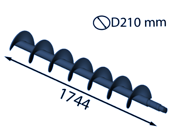 1744x210 mm Large spiral shaft (left-handed) for Eschlböck ®